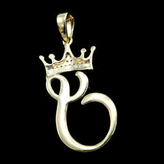10K Yellow Gold Initial S Crown Pendant 0.15 CTW Natural Diamond 1.41g Alphabet Charm