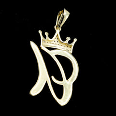 10k Yellow Gold Initial U Crown Pendant 0.19CT Pure Diamond 1.82g Alphabet Charm