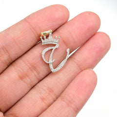 10k Yellow Gold Initial V Crown Pendant 0.15CT Pure Diamond 1.31g Alphabet Charm