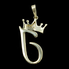 10k Yellow Gold Initial J Crown Pendant 0.15CT Pure Diamond 1.38g Alphabet Charm