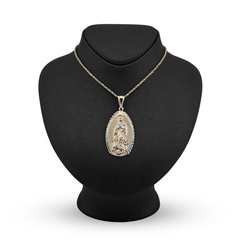 1/10th 10k Gold Bonded 925 Lady Guadalupe Virgin Mary Pendant 6.5gm 2-Tone Charm