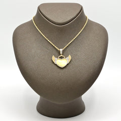 10k Yellow Gold 0.46CTW Natural Round Diamond Heart w/ Wings Pendant 5.9g Charm