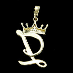 10k Yellow Gold Initial Z Crown Pendant 0.14CT Pure Diamond 1.51g Alphabet Charm