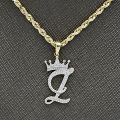 10k Yellow Gold Initial Z Crown Pendant 0.14CT Pure Diamond 1.51g Alphabet Charm