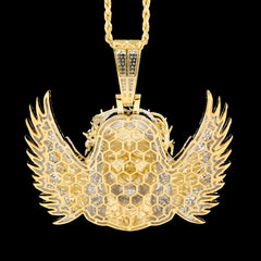 10k Yellow Gold 3.9CTW Natural Round Diamond Jesus w/ Wing Pendant 35g Charm