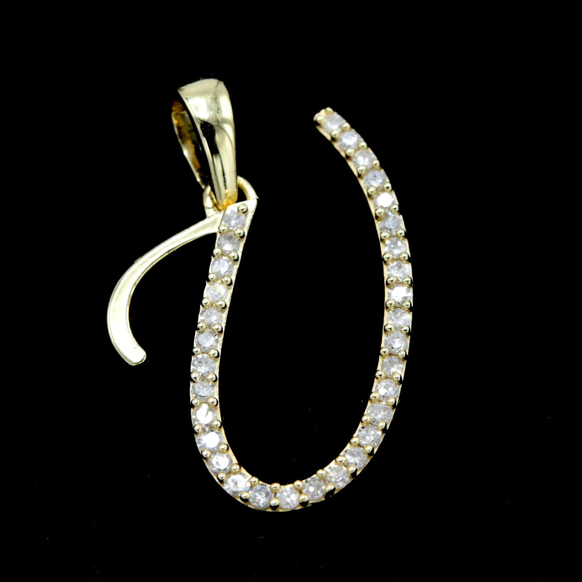 10k Yellow Gold Initial U Pendant 0.14 CTW Natural Diamond 0.91g Alphabet Charm