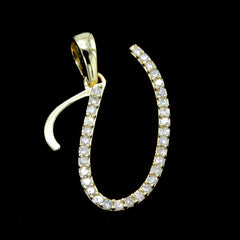 10k Yellow Gold Initial U Pendant 0.14 CTW Natural Diamond 0.91g Alphabet Charm