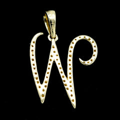 10k Yellow Gold Initial W Pendant 0.16 CTW Natural Diamond 1.5g Alphabet Charm