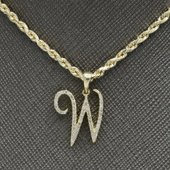 10k Yellow Gold Initial W Pendant 0.16 CTW Natural Diamond 1.5g Alphabet Charm