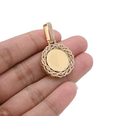 10k Yellow Gold 0.5CTW Natural Diamond Infinity Border Memory Pendant 4.3g Charm