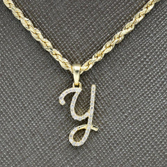 10k Yellow Gold Initial Y Pendant 0.17 CTW Natural Diamond 0.93g Alphabet Charm