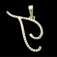 10k Yellow Gold Initial T Pendant 0.15 CTW Natural Diamond 1g Alphabet Charm