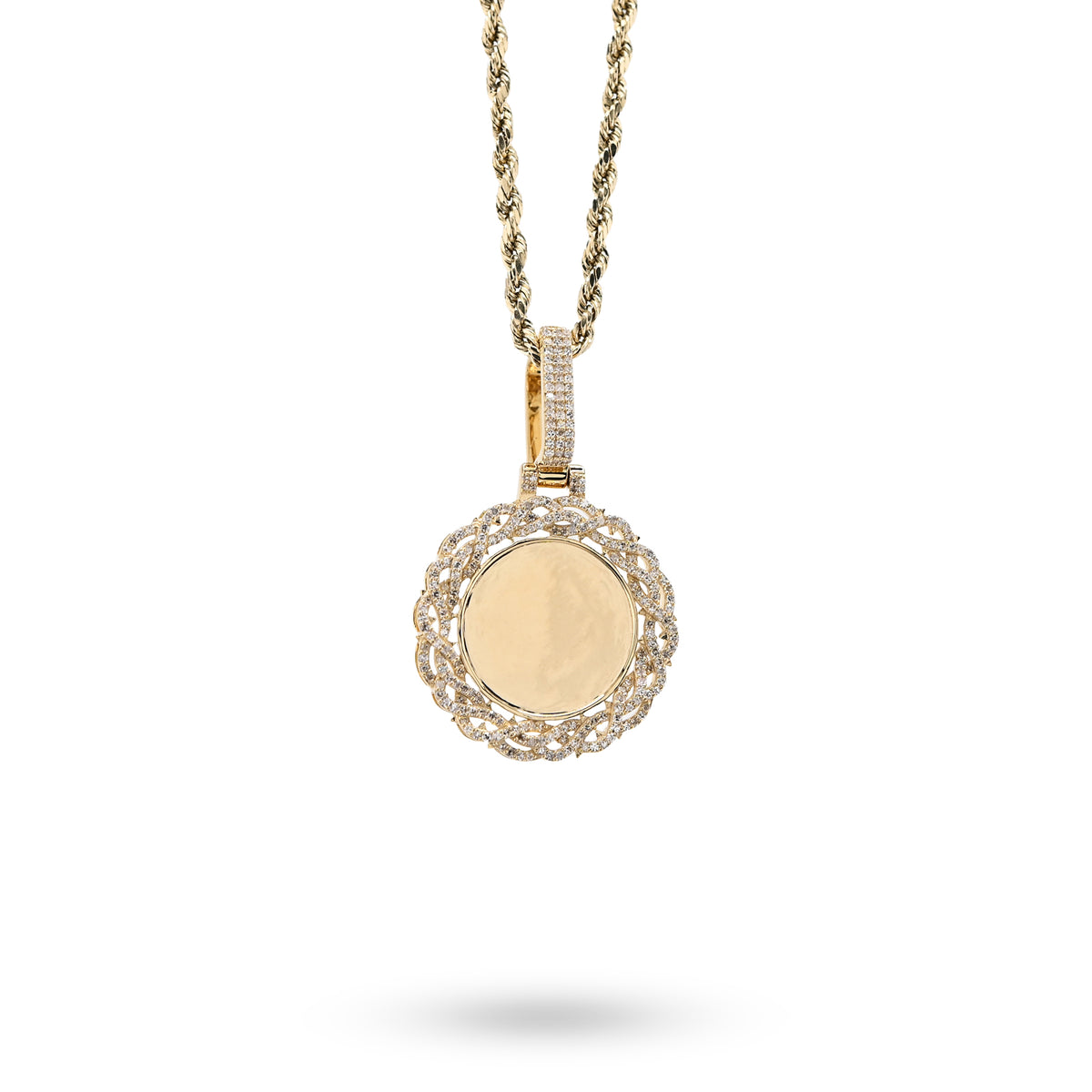 10k Yellow Gold 0.5CTW Natural Diamond Infinity Border Memory Pendant 4.3g Charm