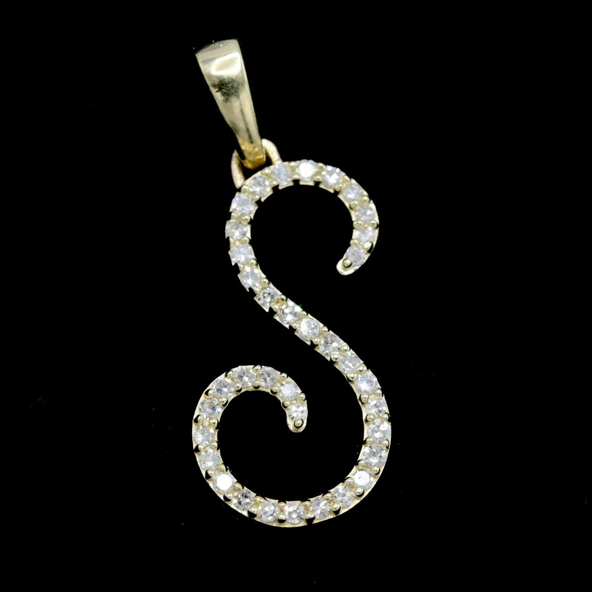 10k Yellow Gold Initial S Pendant 0.13 CTW Natural Diamond 0.77g Alphabet Charm