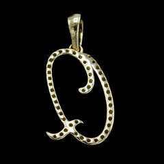 10k Yellow Gold Initial Q Pendant 0.16 CTW Natural Diamond 1.08g Alphabet Charm
