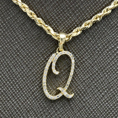 10k Yellow Gold Initial Q Pendant 0.16 CTW Natural Diamond 1.08g Alphabet Charm