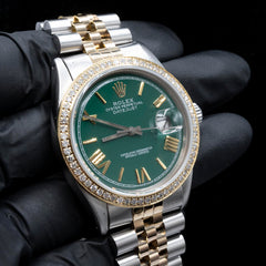 All Original 36MM Rolex Datejust SS/18k Gold Fluted Jubilee Champagne Face Watch