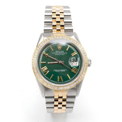 All Original 36MM Rolex Datejust SS/18k Gold Fluted Jubilee Champagne Face Watch