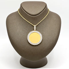 10k Yellow Gold 4.1CT Pure Baguette Diamond Picture Charm 15g Memorial Pendant