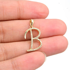10k Yellow Gold Initial B Pendant 0.18 CTW Natural Diamond 1.09g Alphabet Charm