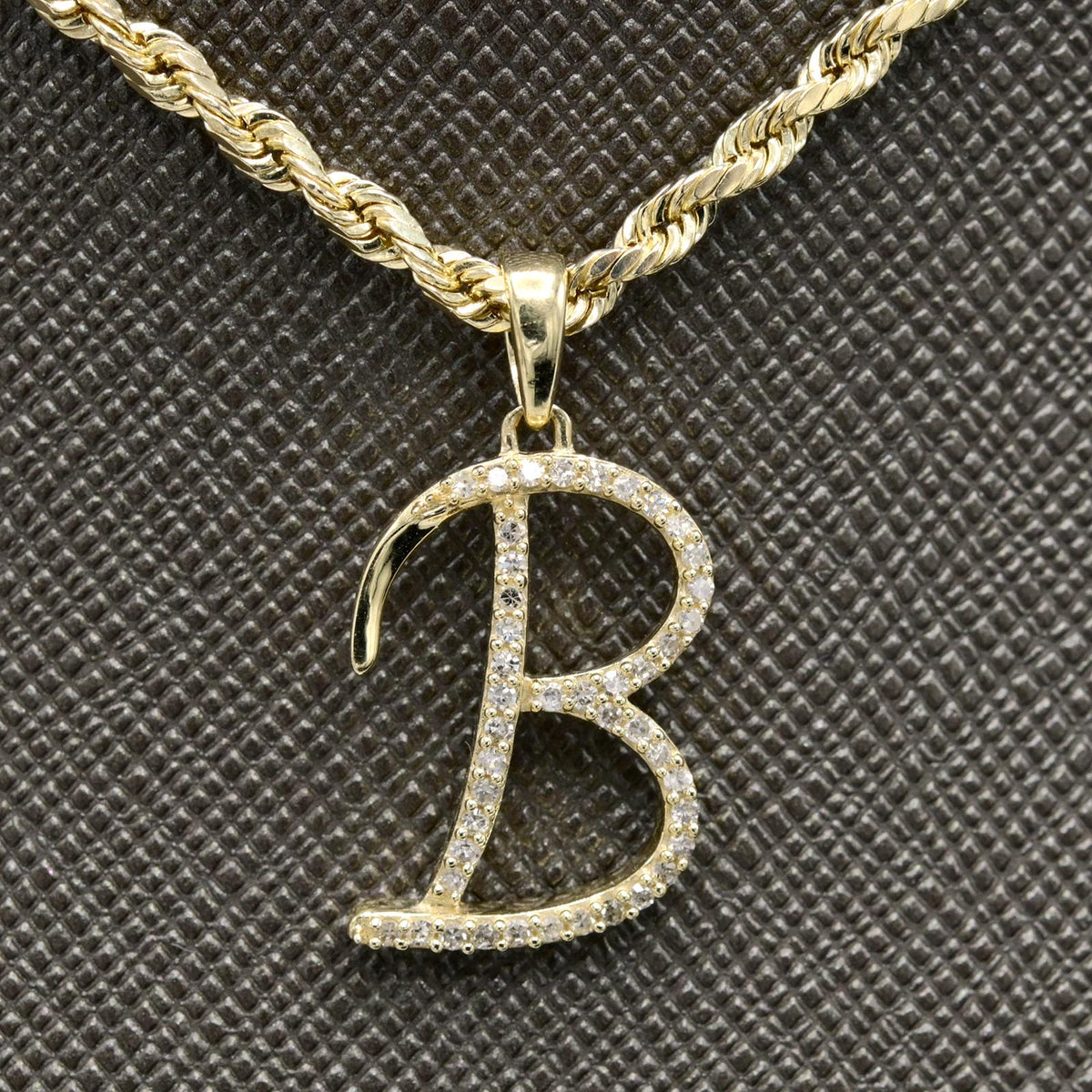 10k Yellow Gold Initial B Pendant 0.18 CTW Natural Diamond 1.09g Alphabet Charm