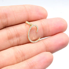 10k Yellow Gold Initial C Pendant 0.11 CTW Natural Diamond 0.7g Alphabet Charm