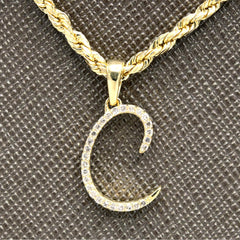 10k Yellow Gold Initial C Pendant 0.11 CTW Natural Diamond 0.7g Alphabet Charm