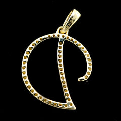10k Yellow Gold Initial D Pendant 0.16 CTW Natural Diamond 0.97g Alphabet Charm