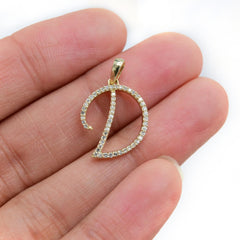 10k Yellow Gold Initial D Pendant 0.16 CTW Natural Diamond 0.97g Alphabet Charm