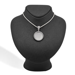 Sterling Silver 1.5CTW Natural Diamond Customize Memory Round Pendant 8.5g Charm