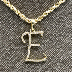 10k Yellow Gold Initial E Pendant 0.17 CTW Natural Diamond 0.93g Alphabet Charm