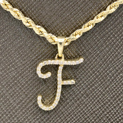 10k Yellow Gold Initial F Pendant 0.16 CTW Natural Diamond 0.96g Alphabet Charm