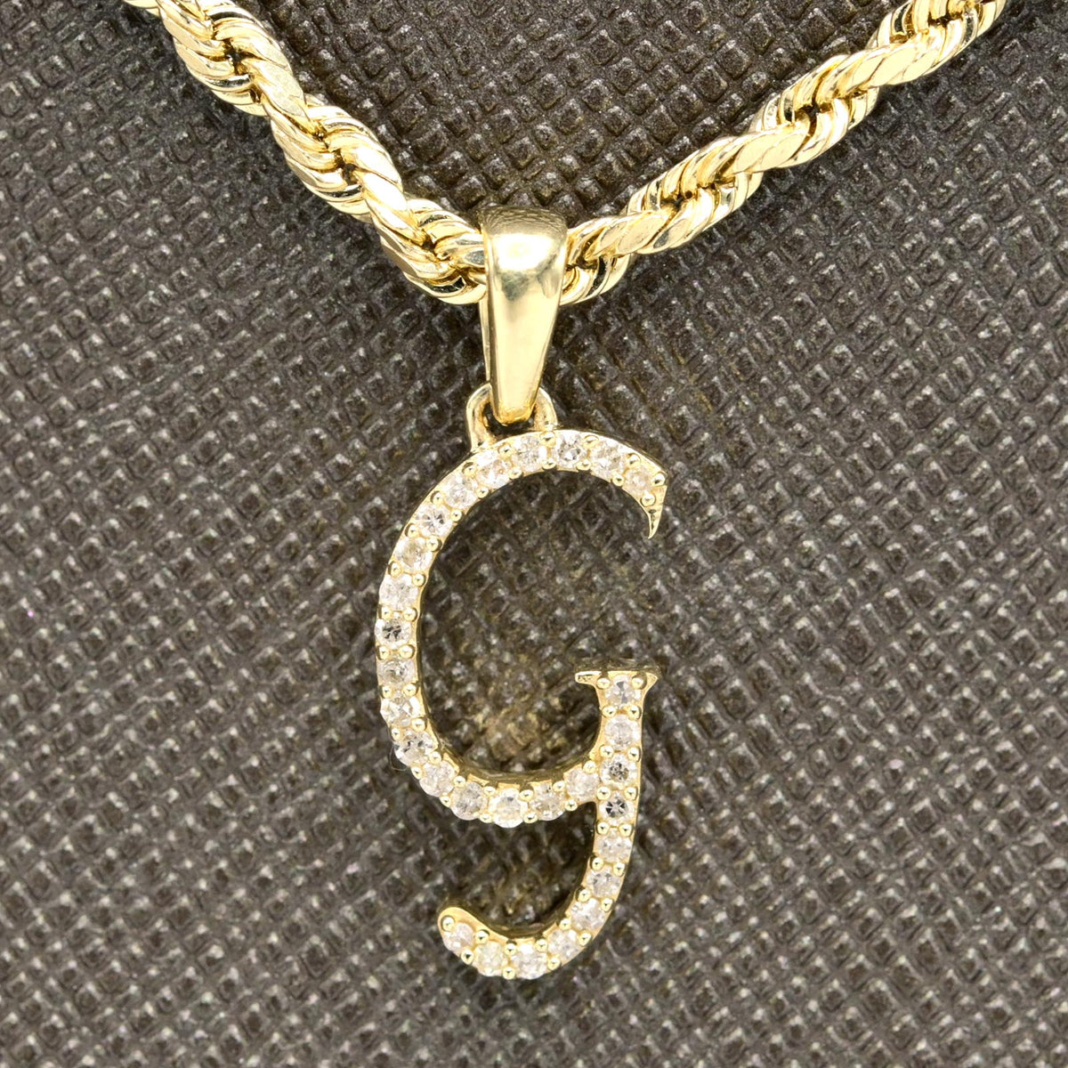 10k Yellow Gold Initial G Pendant 0.12 CTW Natural Diamond 0.85g Alphabet Charm