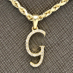 10k Yellow Gold Initial G Pendant 0.12 CTW Natural Diamond 0.85g Alphabet Charm