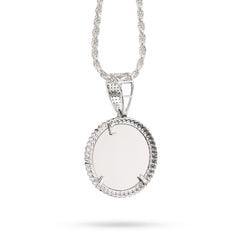 Sterling Silver 1.5CTW Natural Diamond Customize Memory Round Pendant 8.5g Charm