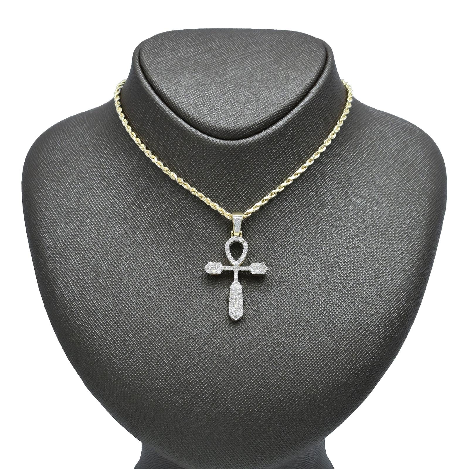 Religious 10k Yellow Gold 0.95 CTW Natural Diamond Cross Pendant 3.4g Mens Charm