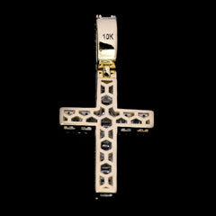 10k Yellow Gold 0.85 CTW Baguette/Round Diamond Cross Pendant 3.6g Mens Charm