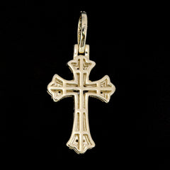 10k Yellow Gold 0.75CT Baguette/Round Diamond Cross Heart Pendant 3.4g Men Charm