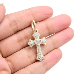 10k Yellow Gold 0.75CT Baguette/Round Diamond Cross Heart Pendant 3.4g Men Charm