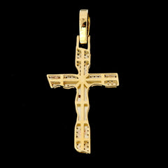 10k Yellow Gold 0.45CTW Natural Diamond Cross With Jesus Mens Pendant 3.5g Charm