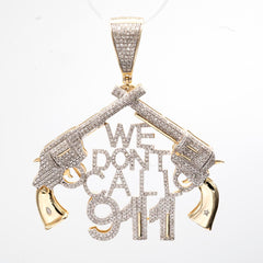 10k Yellow Gold 1.05CTW Natural Round & Baguette Diamond Gun Pendant 9.6g Charm