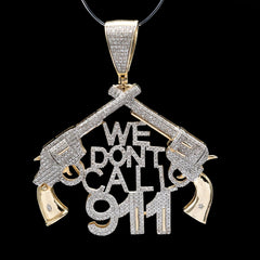 10k Yellow Gold 1.05CTW Natural Round & Baguette Diamond Gun Pendant 9.6g Charm