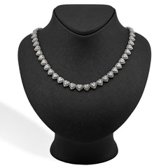 925 Sterling Silver 6CTW Natural Diamond Heart Shape Tennis Necklace 32.9g Chain