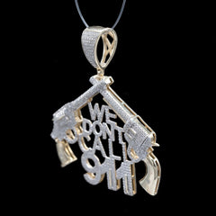 10k Yellow Gold 1.05CTW Natural Round & Baguette Diamond Gun Pendant 9.6g Charm