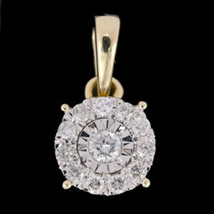 10k Yellow Gold 0.25CTW Diamond Round Solitaire Fanuc Design Pendant 1.5g Charm