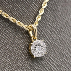 10k Yellow Gold 0.25CTW Diamond Round Solitaire Fanuc Design Pendant 1.5g Charm