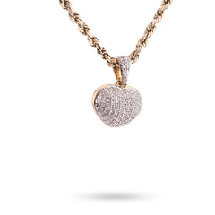 10k Yellow Gold 2gm 1CTW Natural Diamond Puffed Heart Shape Pendant Womens Charm