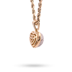 10k Yellow Gold 2gm 1CTW Natural Diamond Puffed Heart Shape Pendant Womens Charm
