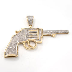 Pure 10k Yellow Gold 0.63CTW Natural Diamond Gun Pendant 7.9g Mens Charm