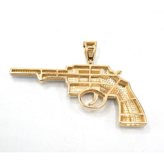 Pure 10k Yellow Gold 0.63CTW Natural Diamond Gun Pendant 7.9g Mens Charm